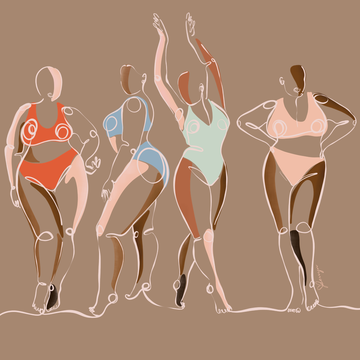 line illustration of curvy women