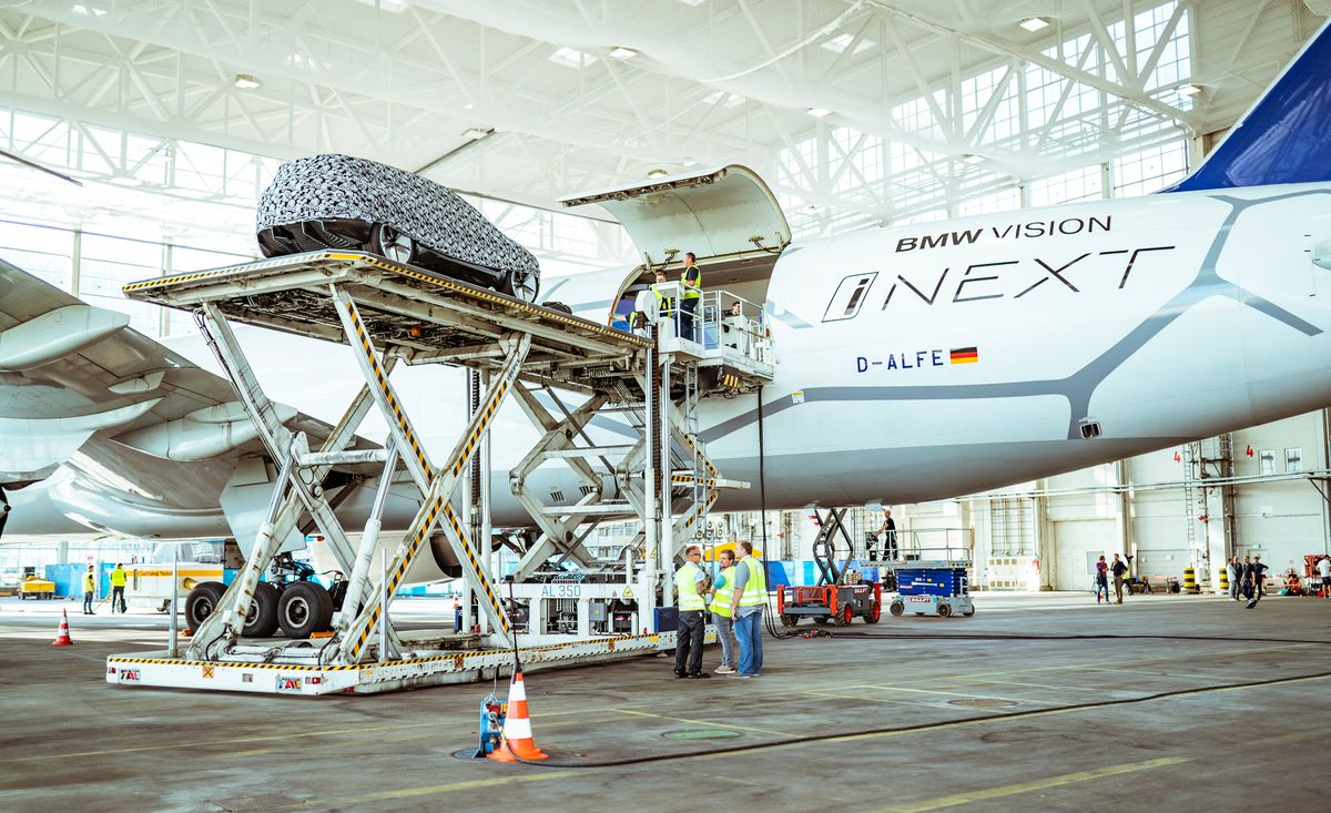 BMW Vision iNext loading into Boeing plane