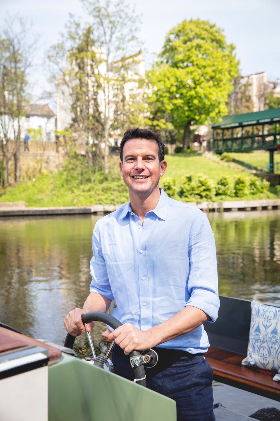 man on a canal boat