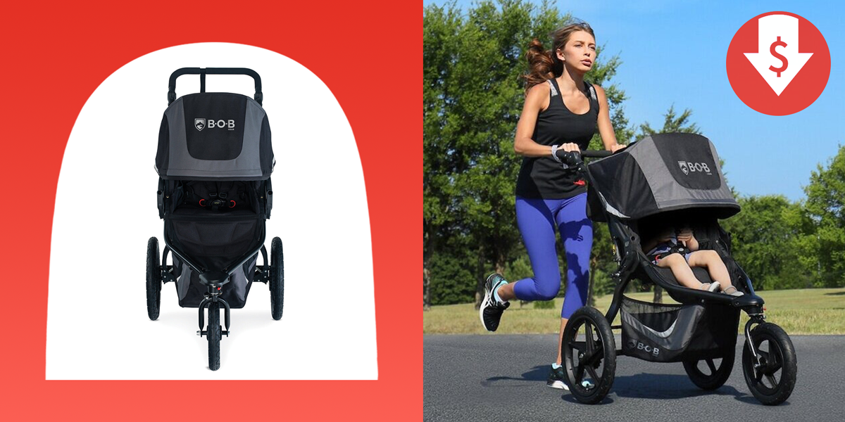 woman pushing baby in bob jogging stroller