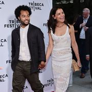 katie holmes and bobby wooten iii on tribeca red carpet