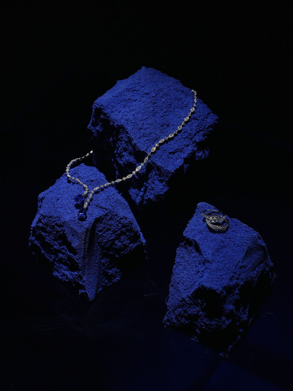 a pair of blue crystals