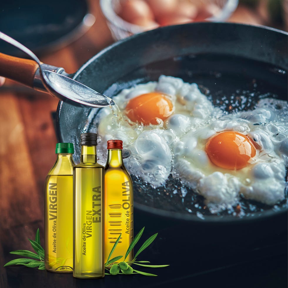 huevo frito y aceite de oliva