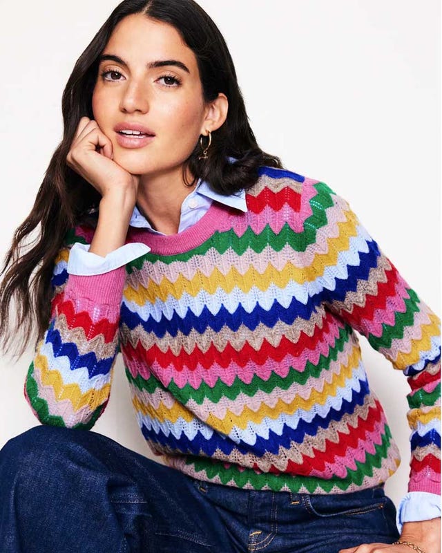 This colourful Boden jumper is a must-have piece this autumn 2024