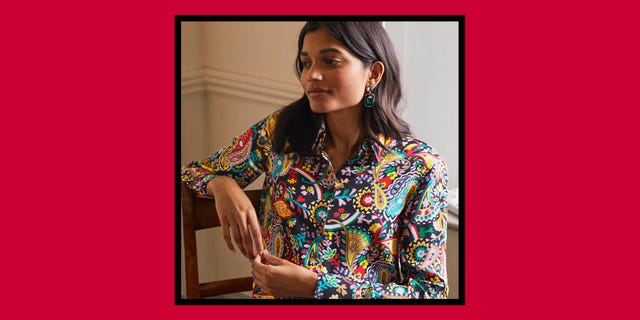 Boden's bold printed co-ord is perfect for Christmas day