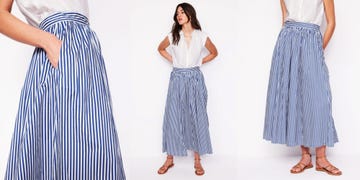 striped poplin skirt