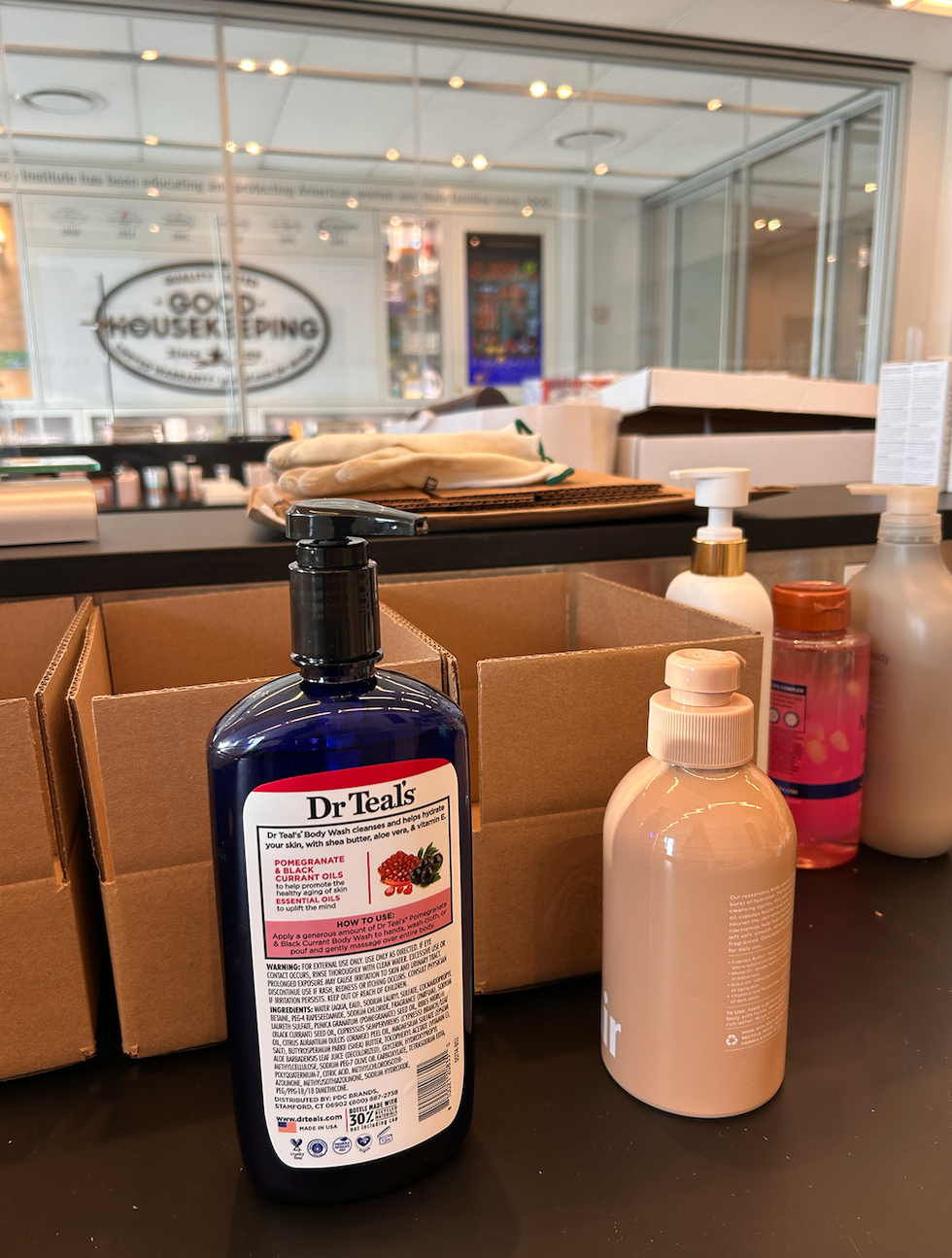 a photo of some of the body washes tested for best body washes for dry skin at the good housekeeping institute beauty lab