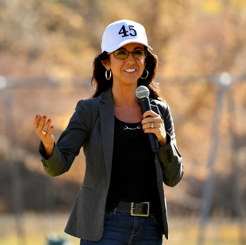 collbran, co   october 22  lauren boebert, republican nominee for colorado's 3rd congressional district, make speeches in front of her supporters during "trash clean up" event of west slope colorado oil  gas association at terrell park in collbran, colorado on thursday october 22, 2020 photo by hyoung changmedianews groupthe denver post via getty images