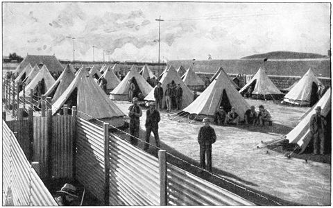 Boer prisoners in camp at Bloemfontein. 2nd Boer War 1899-1902.