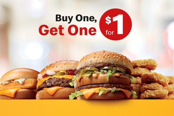 McDonald's Has A Buy One, Get One For $1 Deal Right Now