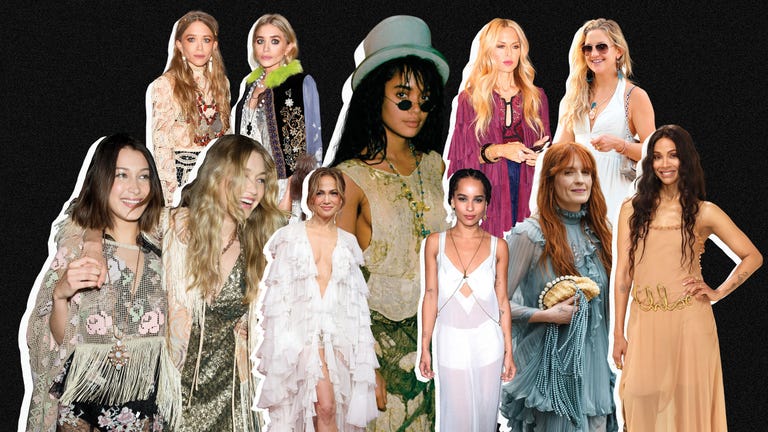 boho celeb looks collage