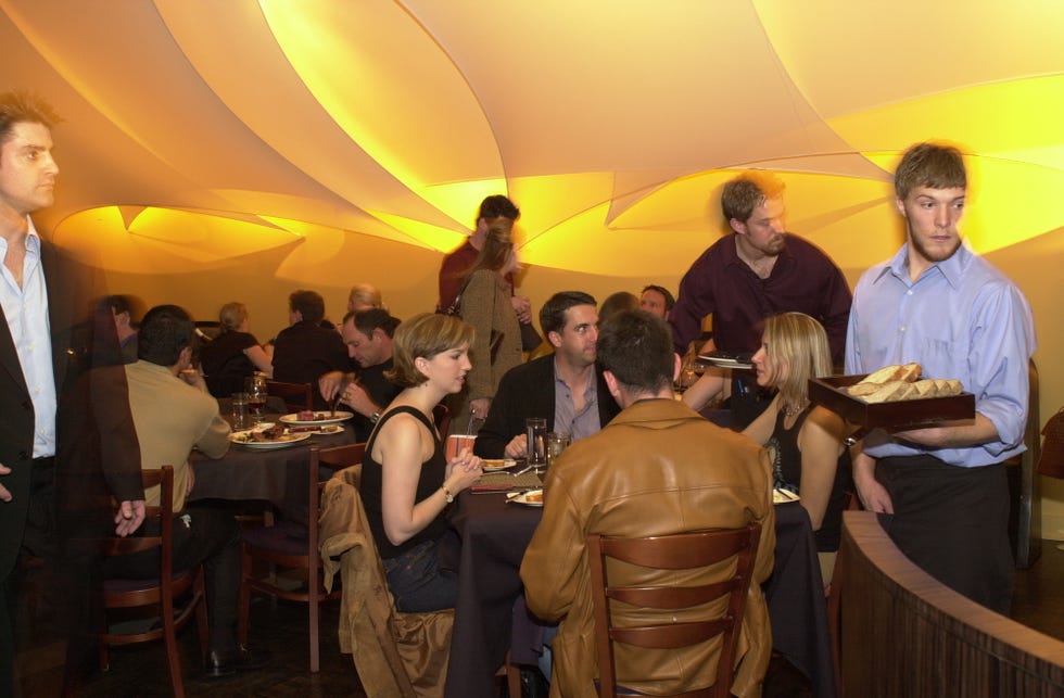 a group of people at a restaurant