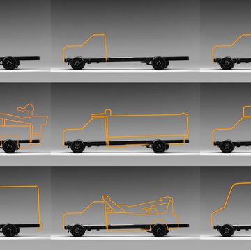 a set of 9 images showing the various application of the bollinger motors electric platform