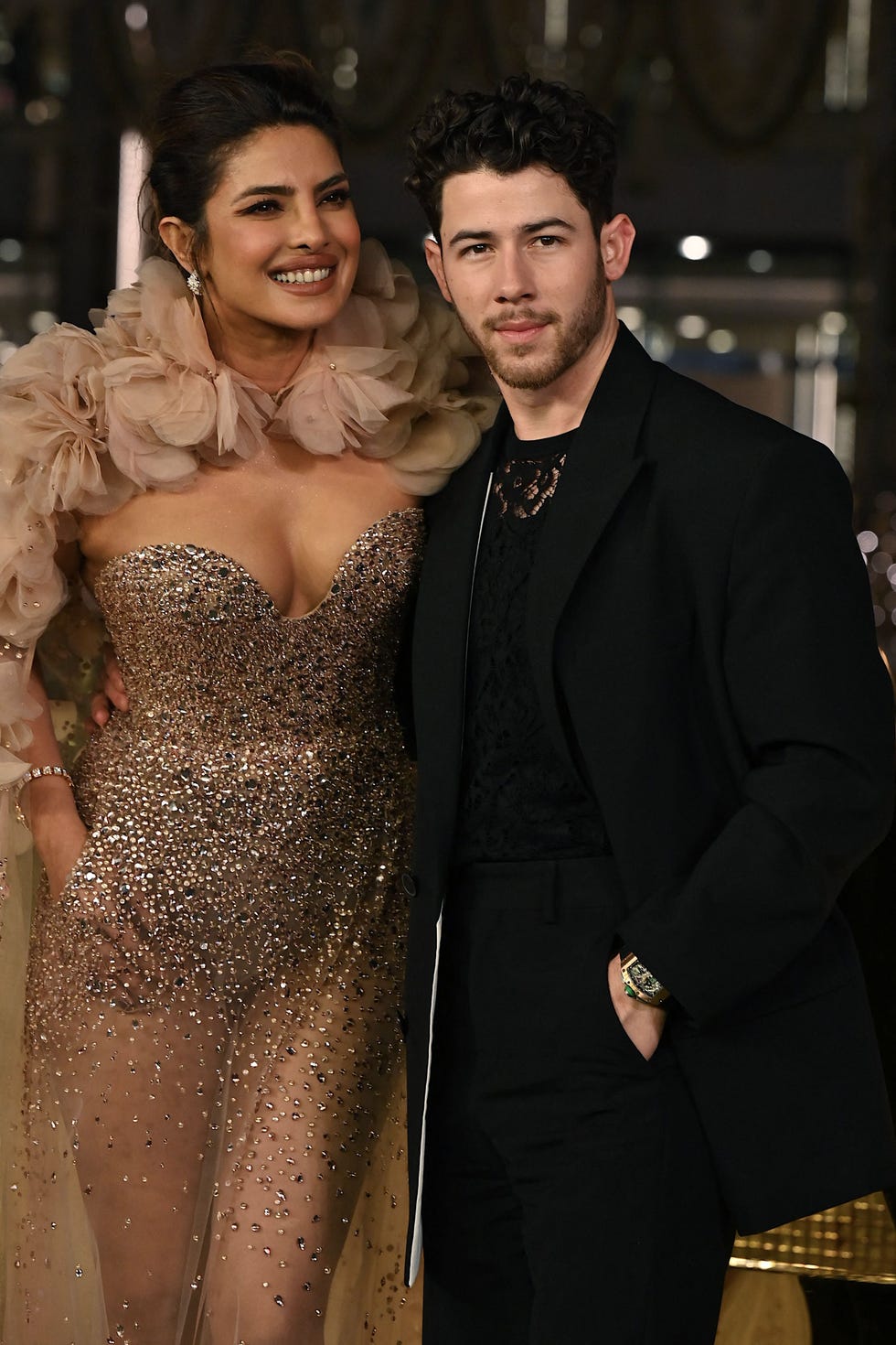 priyanka chopra and nick jonas at the inauguration of the cultural centre t the jio world centre in mumbai