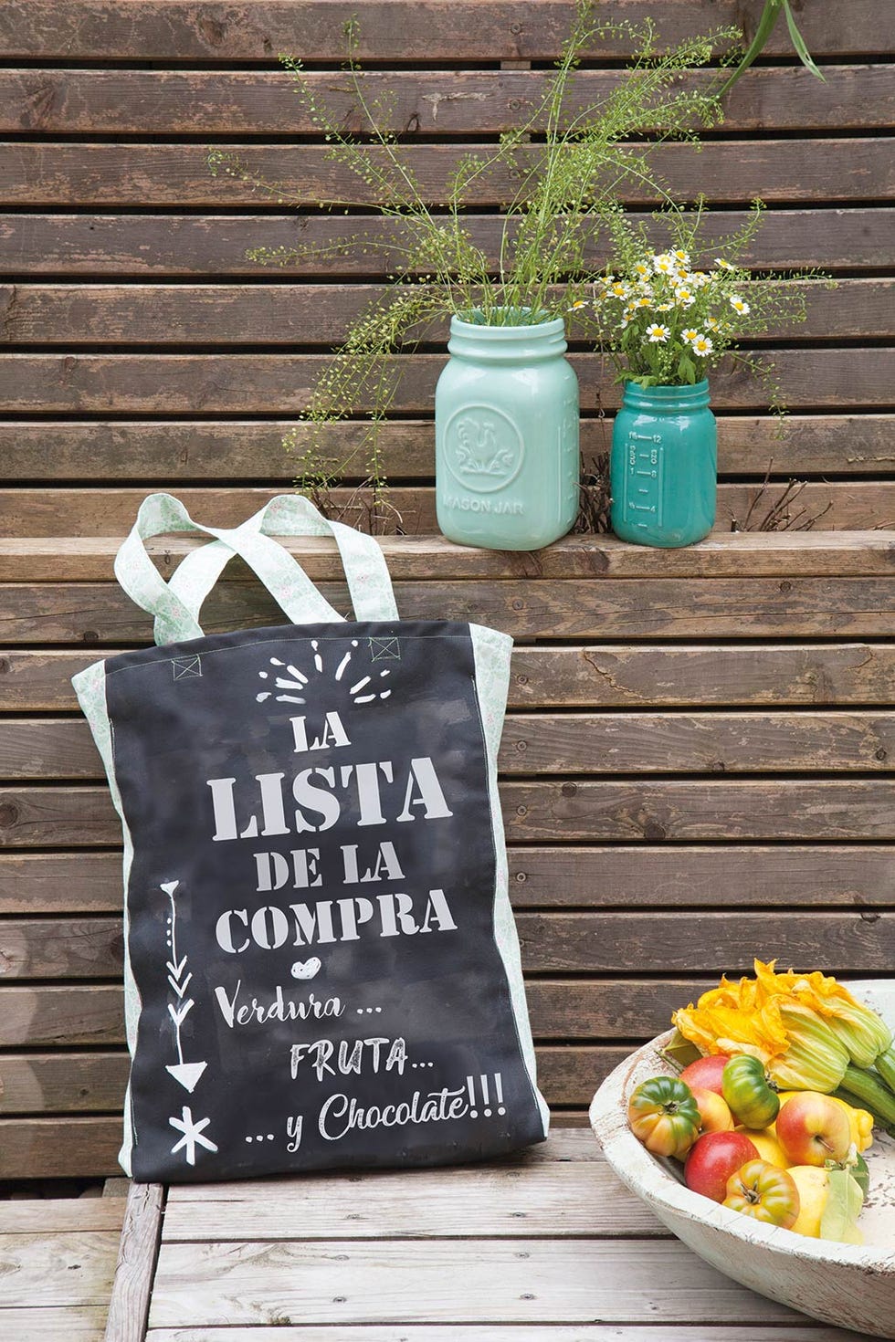 Bolsa para la compra con tela de tiza