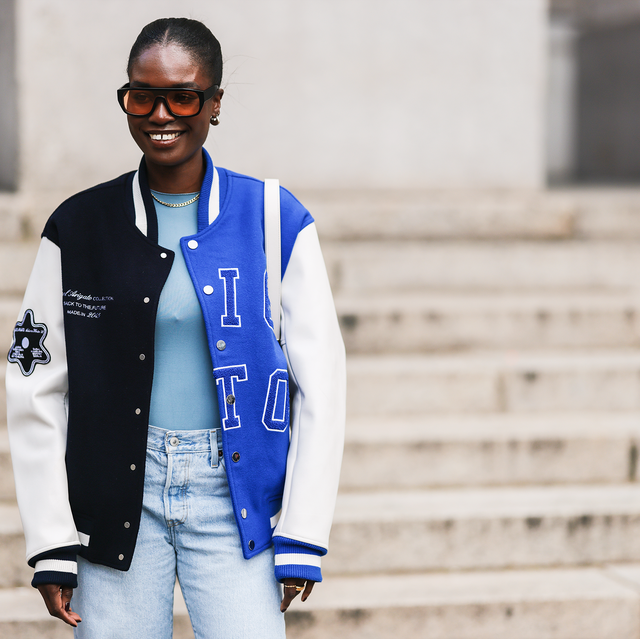 Off-White | Women Bling Stars Wool Blend Varsity Jacket Blue/White 40