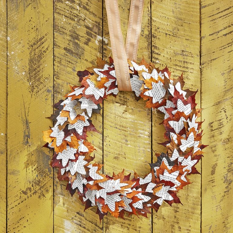 thanksgiving crafts book leaves wreath