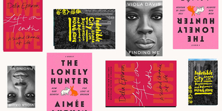 book covers of finding me by viola davis, the lonely hunter by aimee lutkin, left on tenth by delia ephron, and invisible city by louisa lim
