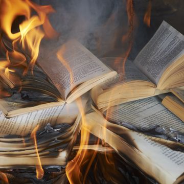 books burning in fire