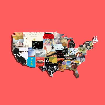 map of united states with book covers