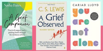 the image features three different book covers each addressing themes of grief and supporton the left is