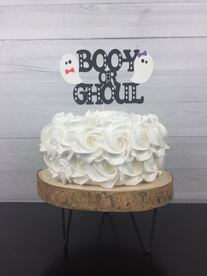 Boo-y or Ghoul Gender Reveal Cake Topper/ Gender Reveal Party/ Halloween  Gender Reveal 