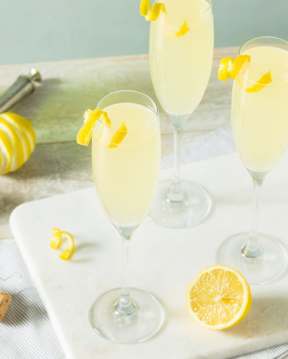 boozy bubbly lemon french 75 cocktail