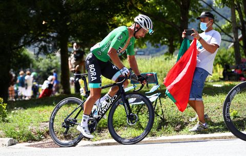 nice, france   august 30 peter sagan of slovakia and team bora   hansgrohe green points jersey  during the 107th tour de france 2020, stage 2 a 186km stage from nice haut pays to nice  tdf2020  letour  on august 30, 2020 in nice, france photo by michael steelegetty images