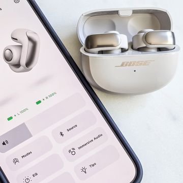 smartphone with bose app, bose ultra open earbuds in charging case
