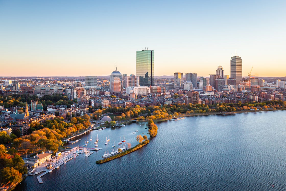 boston, ma charles river aerial photography downtown