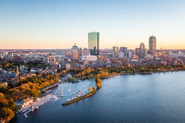 boston, ma charles river aerial photography downtown