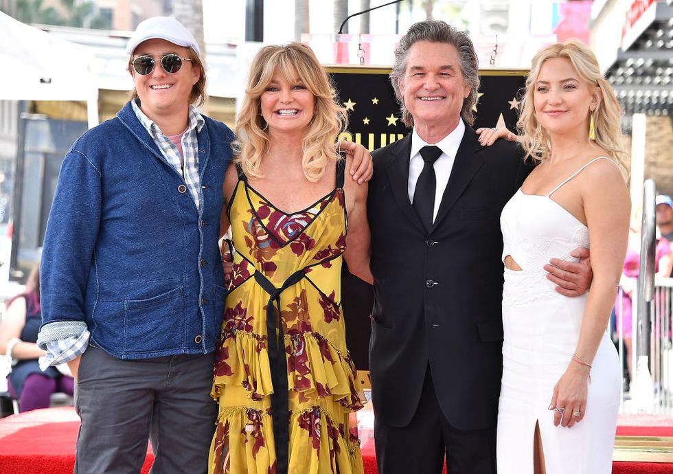 hollywood, ca may 04 boston russell, honorees goldie hawn, kurt russell and actor kate hudsonhonored with double star ceremony on the hollywood walk of fameon may 4, 2017 in hollywood, california photo by steve granitzwireimage