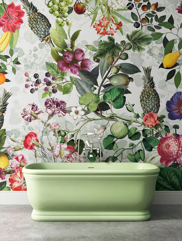 Flowerpot, Green, Wallpaper, Wall, Plant, Room, Flower, Houseplant, Interior design, Ceramic, 
