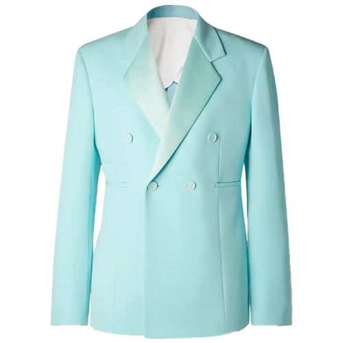 Light Blue Double Breasted Blazer with Black Tie Outfits For Men