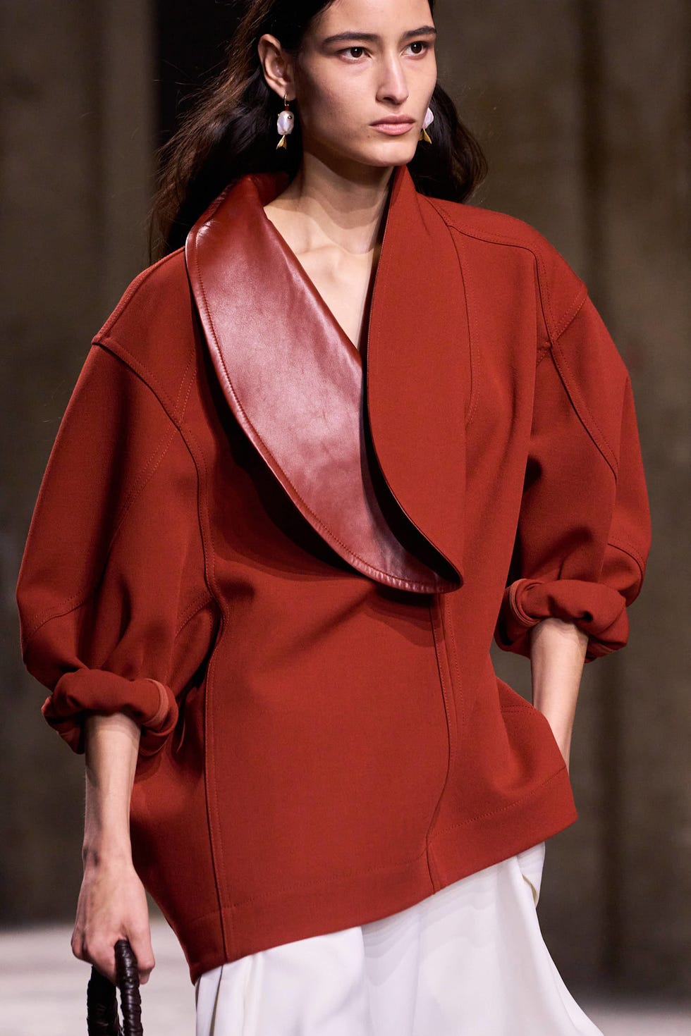 Fashion outfit featuring a unique red ensemble