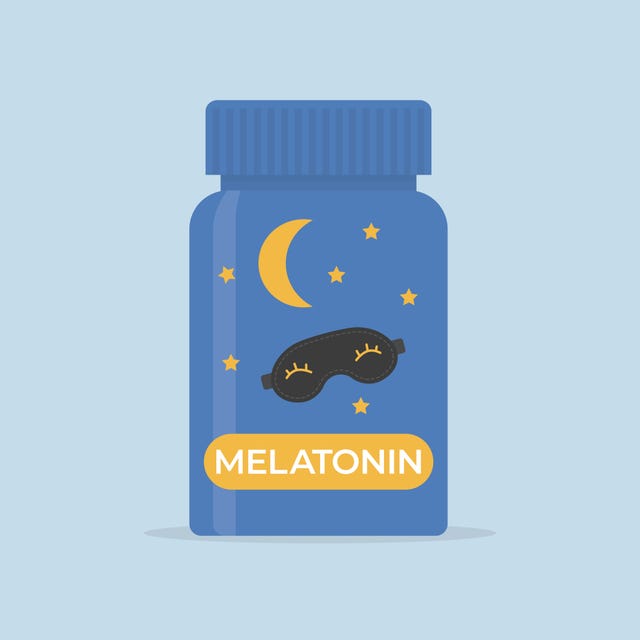 bottle with melatonin sleep hormone pills