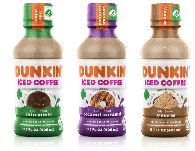 dunkin bottled iced coffee girl scout cookie flavors