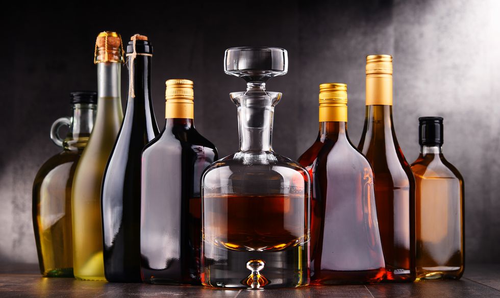 bottles of assorted alcoholic beverages