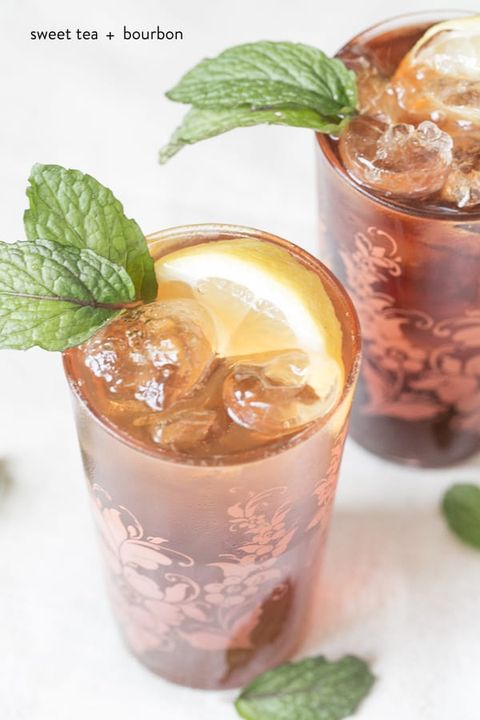sweet tea and bourbon with mint