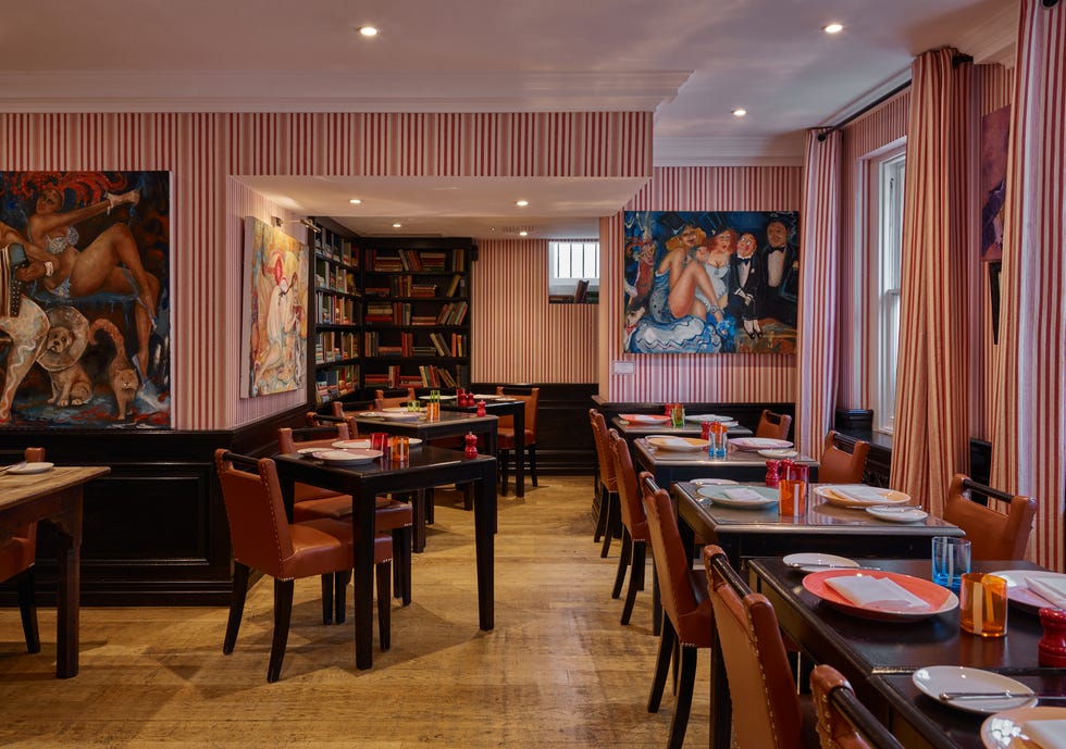 tables and seats in the restaurant at the pelham