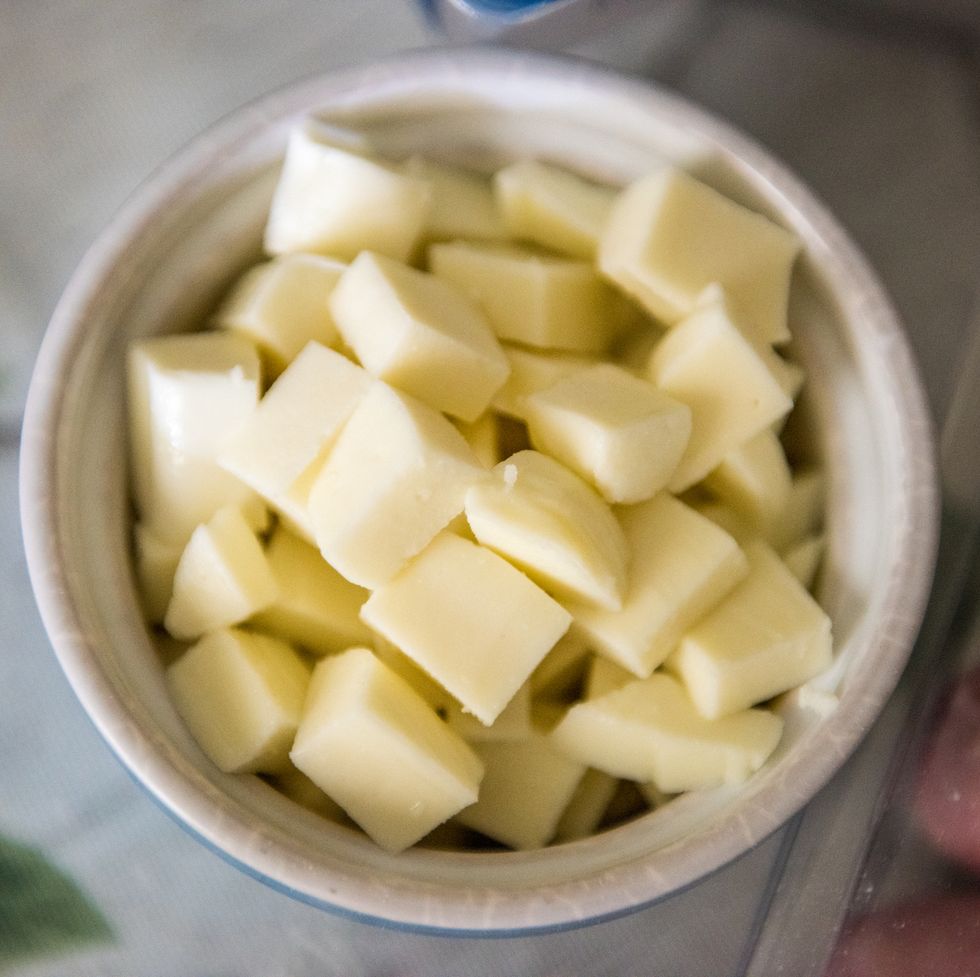 bowl of fontina cheese pieces