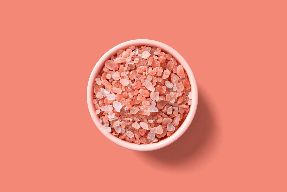 a bowl of himalayan salt grains