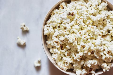 good carbs to eat, bowl of popcorn viewed from above