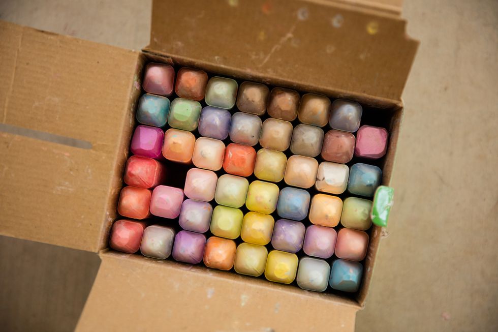 box of colorful chalk