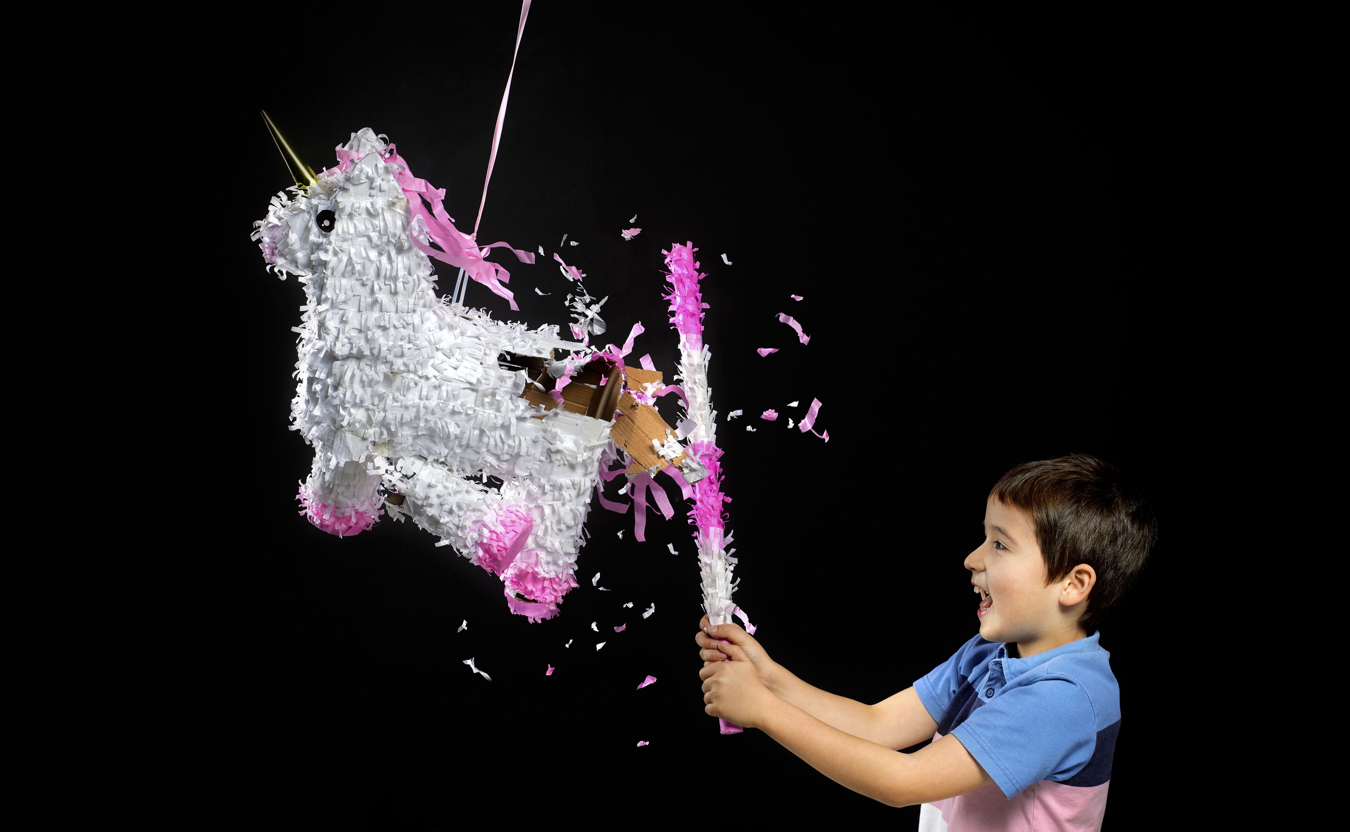 Piñata de unicornio, feliz cumpleaños, cartón, rellenar con golosinas,  chuches, decoración infantil para fiestas, ni