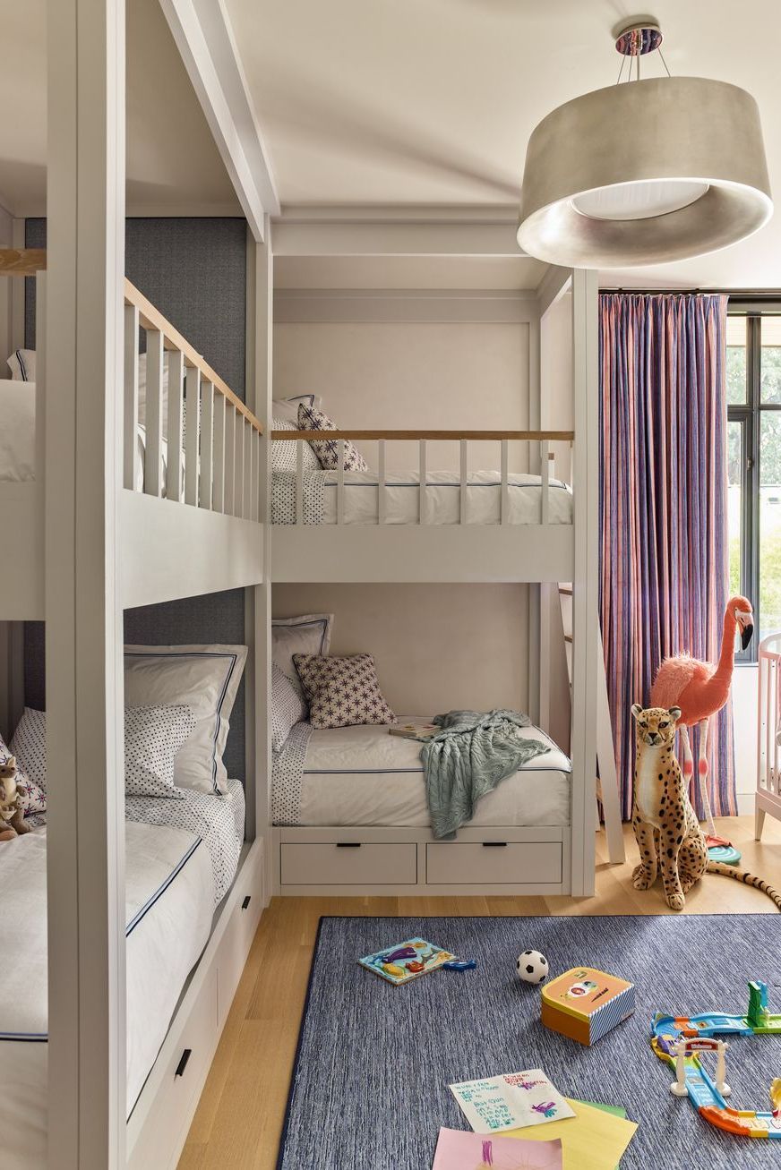 four bunk beds in kids room