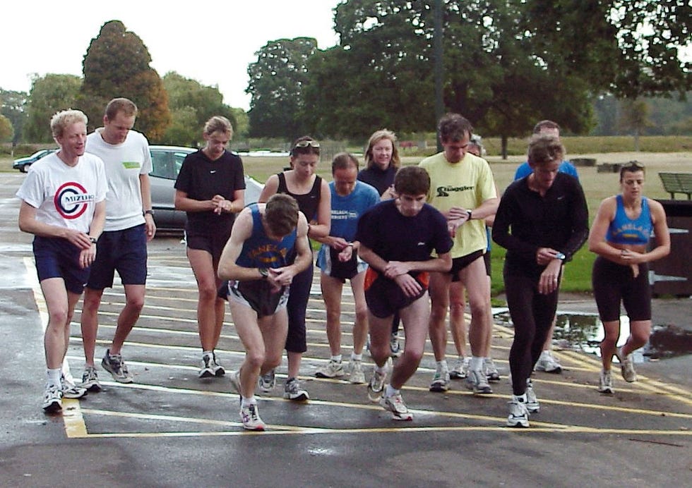 group of runners preparing for a race