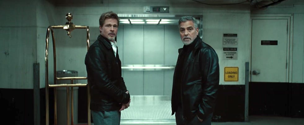 brad pitt, george clooney, wolfs trailer