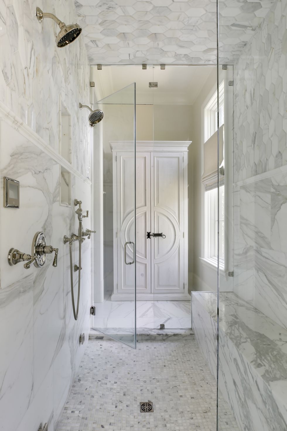 gray marble steam shower