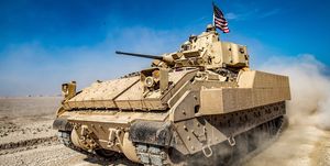 a us army bradley fighting vehicle in syria